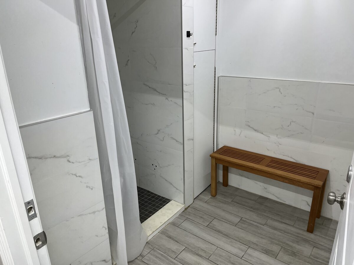 Clean shower and changing area for members